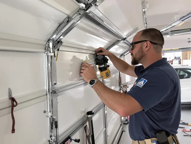 Hacienda Heights Garage Door Repair technician quieting a noisy garage door in Hacienda Heights