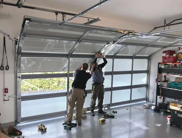 Hacienda Heights Garage Door Repair expert performing precise panel replacement on Hacienda Heights garage door